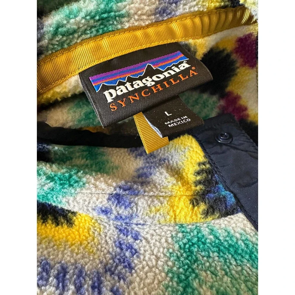 Patagonia Lightweight Synchilla Snap-T Fleece Pullover Timber Twist Aztec Size L - Picture 5 of 12
